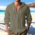 thumbnail image 1 of Gspmoly T-Shirts pour Hommes, Mode Décontractée, Boutons Solides, Col Rond, Manches Longues avec Capuche, Blouse, Cadeaux de Vacances, 1 of 6
