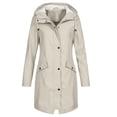 thumbnail image 1 of Birdeem Womens Solid Color Rain Jacket Outdoor Hooded Waterproof Windproof Long Coat, 1 of 1