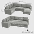 thumbnail image 3 of HOMCOM U-Shaped Sofa Bed, Pull Out Sleeper Couch with Chaise Storage, 3 of 10