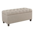 thumbnail image 1 of HomePop Ainsley Banc de Rangement Traditionnel en Tissu Capitonné à Boutons, Couleur Beige, 1 of 9