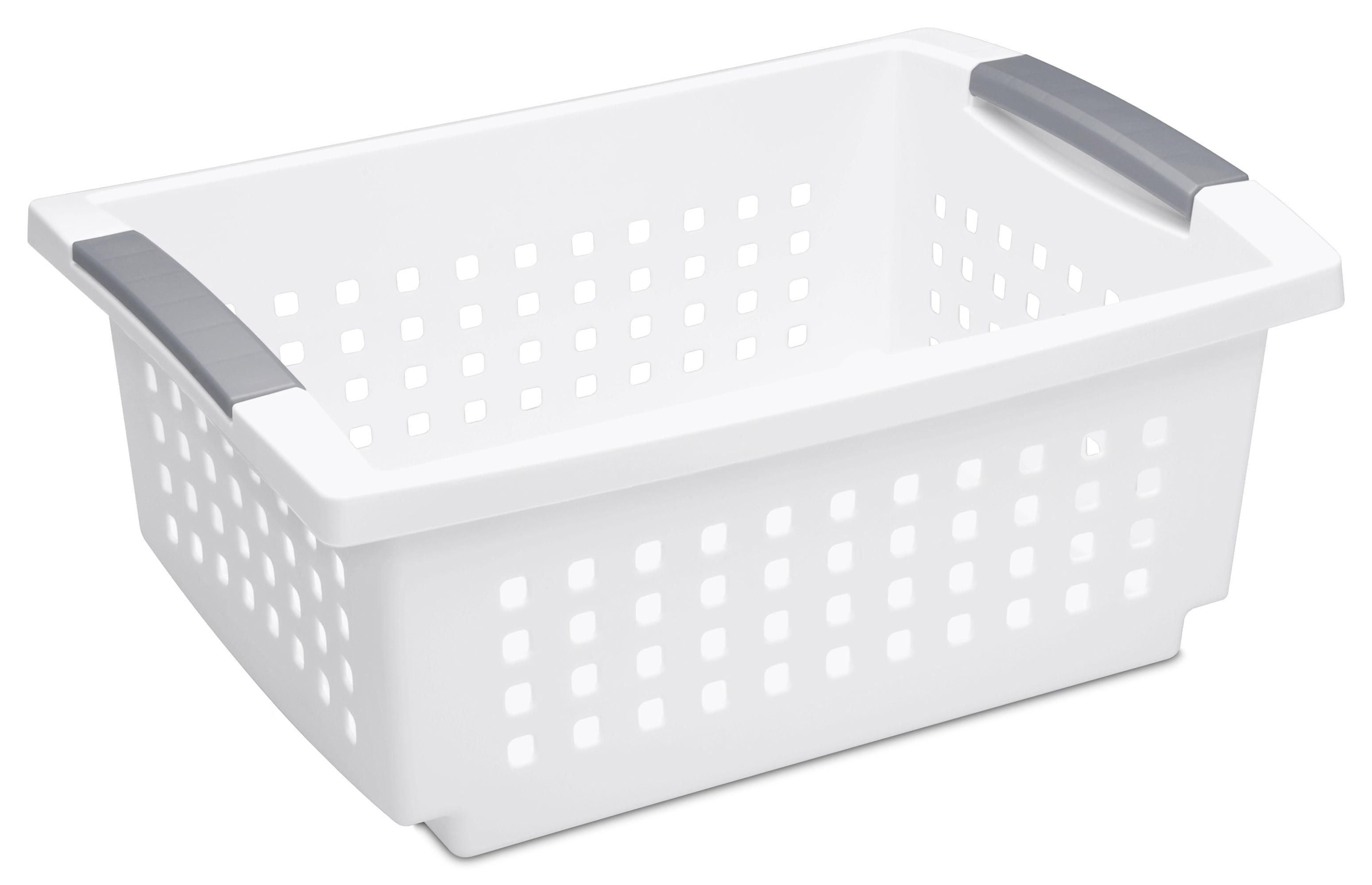 Panier empilable moyen de Sterilite en blanc