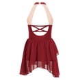 thumbnail image 2 of RUNQHUI Kids Girls Lyrical Dance Dress Shiny Rhinestone Halter Sleeveless Backless Leotards Dress Burgundy 12, 2 of 5