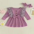 thumbnail image 2 of Robe d'Automne pour Bébé Fille Manches Longues Côtelées Robe Princesse Ligne A avec Bandeau, 2 of 8