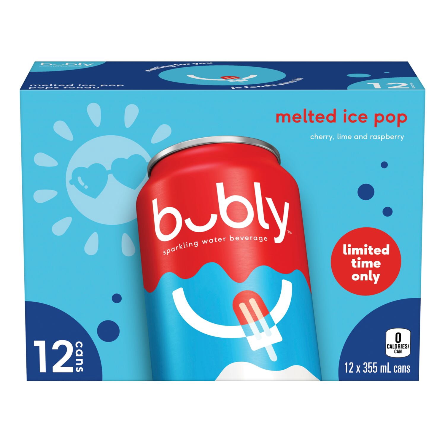 Bubly Melted Ice Pop Sparkling Water 12 x 355 ml Cans
