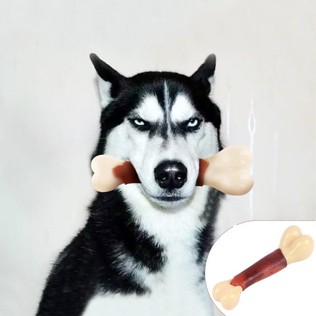 Wzzjkit Nylon Teething Stick Dog Toys Bit Proof Teething Stick Bit Glue Meat Flavoured Bones Large and Small Dogs Pet Supplies Plastic Simulation Ribs