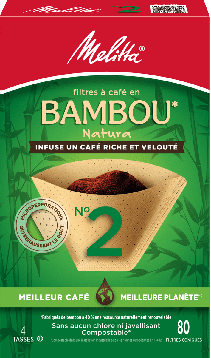 Melitta Filtres à café coniques no 2 en bambou