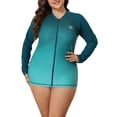 thumbnail image 1 of Charmo Womens Plus Size Long Sleeve Rash Guard Top Zipper Sufing Swim Shirt, 1 of 6