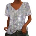 thumbnail image 1 of Birdeem Women V-Neck Print T-Shirts Fashion Comfortable Female Blouses Tops, 1 of 6