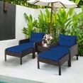 thumbnail image 3 of Costway 5 PCS Patio Rattan Wicker Furniture Set Sofa Ottoman Coffee Table Cushioned Navy, 3 of 10