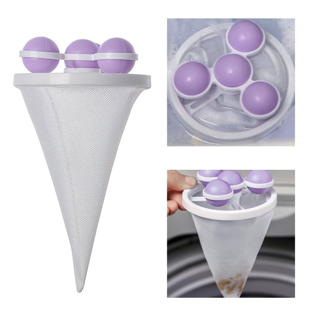 Oleegame 1PC Washing Machine Float Filter Bag Filter Hair Remover Cleaning Decontamination Laundry Ball Clothes Wash Ball Purple