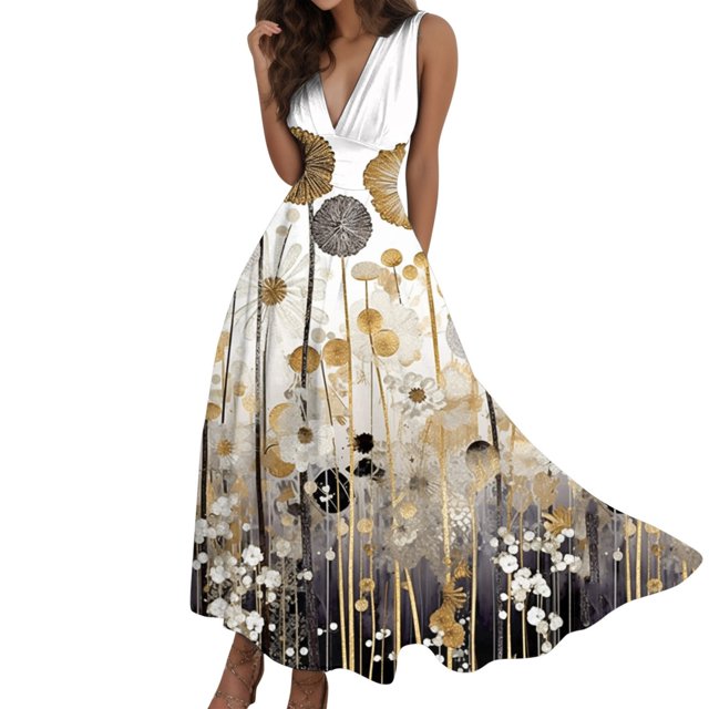 TJAZFJPA Robes de Cocktail pour Femmes Robes de Soirée d'Été Robe de Travail Sans Manches Robe à Manches Courtes Imprimée Col en V Robe Décontractée pour Femmes Robe Maxi Grande Taille Robe d'Hiver Femmes Robe en Dentelle