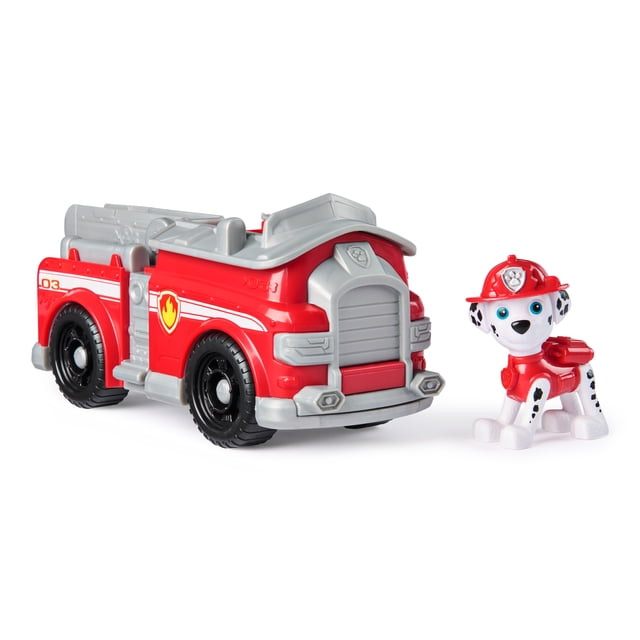 PAW Patrol Camion-pompier avec figure Marshall collectible, jouets à l'esprit durable pour les enfants 3+