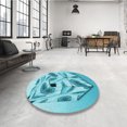thumbnail image 4 of Ahgly Company Tapis d'Intérieur Lavable à la Machine, Carré, Transitionnel, Vert Turquoise Foncé, Tapis de Zone, 8 Pieds Carré, 4 of 7
