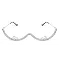 thumbnail image 3 of tamizeot Integrated Metal Frame Eyeglass Frame With Rhinestone Jewelry Sparkling Crystal Rhinestone W-shaped silver, 3 of 6