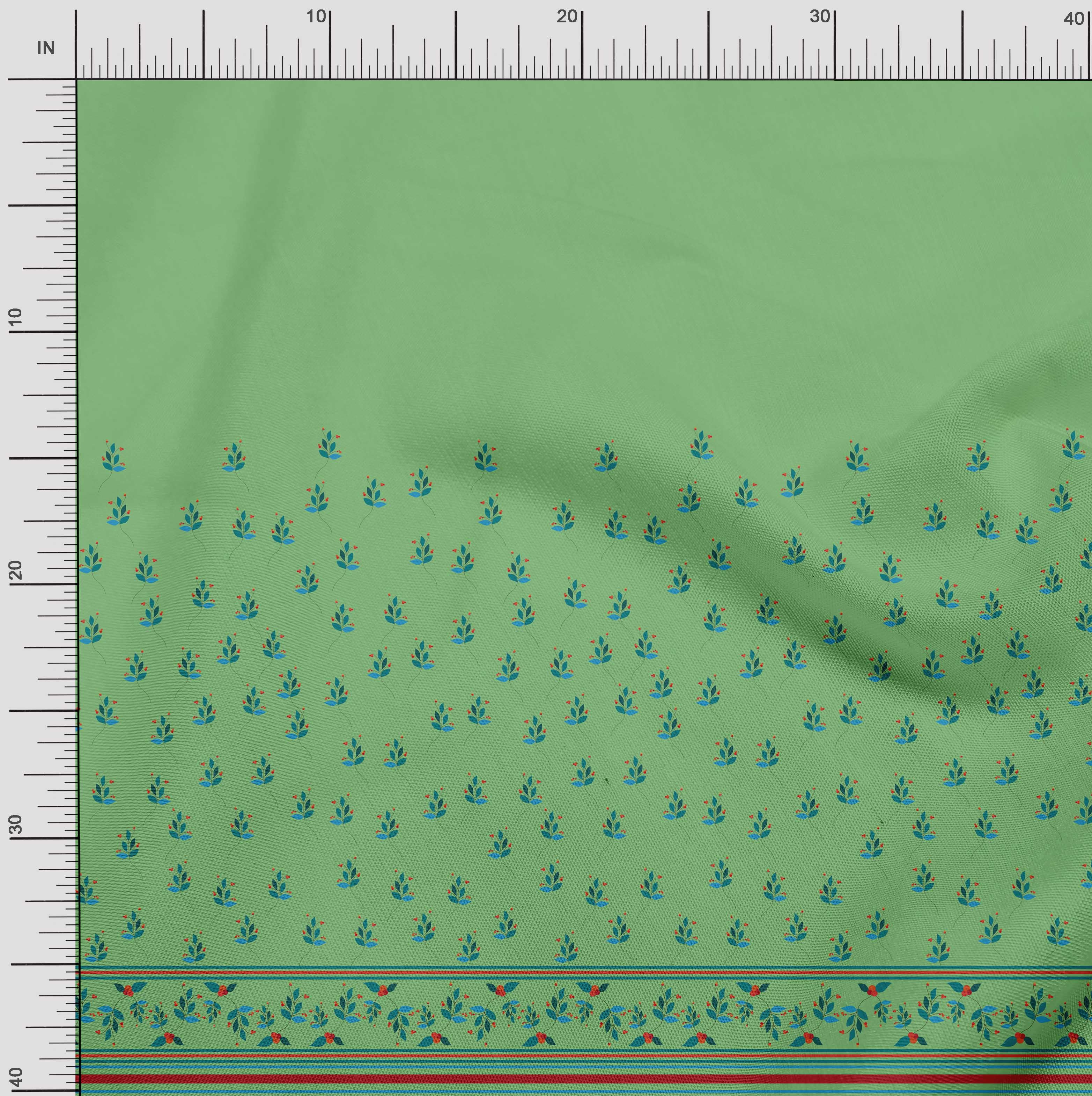 Soimoi Modal Satin Fabric Stripe,Leaves & Berries Panel Fabric Prints by Yard 42 Inch Wide