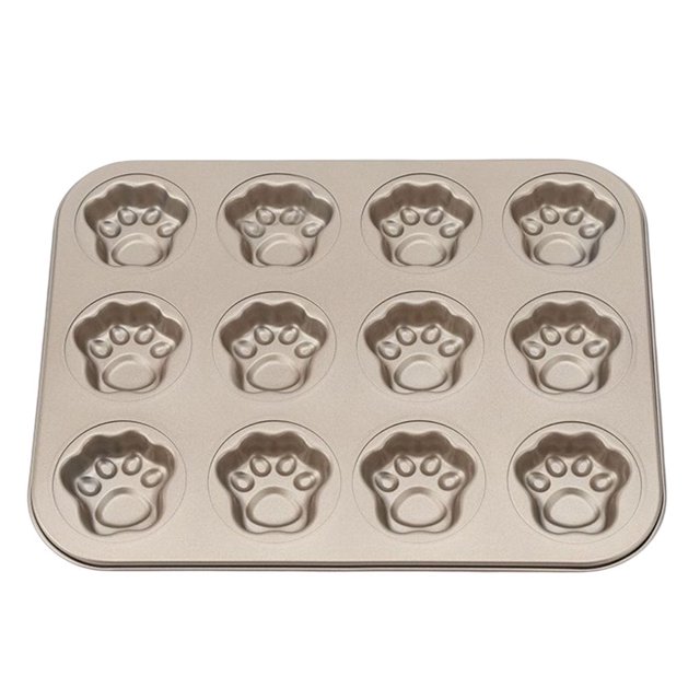 Baking Pan Cat Paw Even Heat Distribution Bake Tray High Temperature Resistance Bakeware Pans Cookie Mold Chocolate Cake Biscuit 4 Light Golden