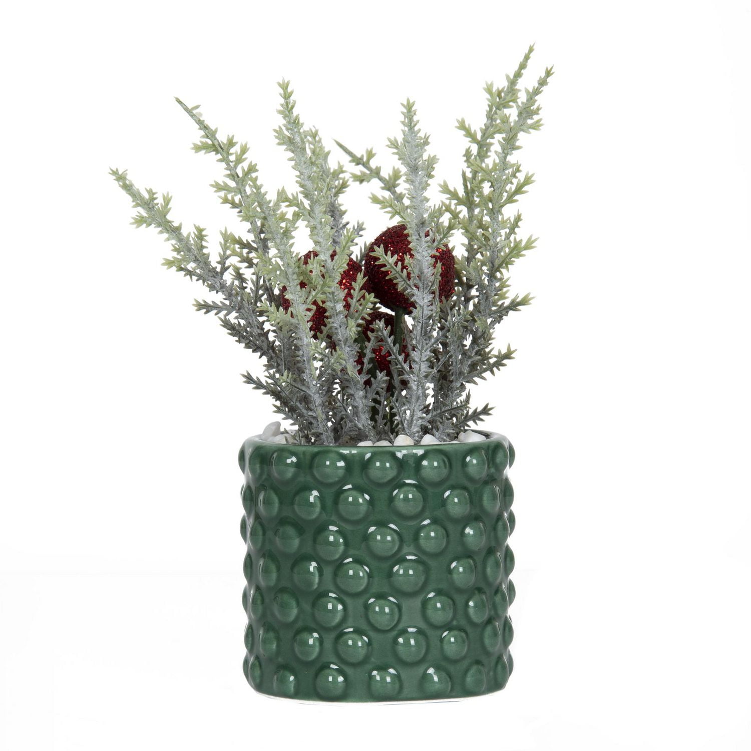 Fausse verdure miniature Yaga avec baies dans un pot vert