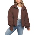 thumbnail image 1 of ORUYROP Women's Winter Puffer Down Jacket Long Sleeve Zipper Pockets Baggy Short Coats, 1 of 6