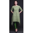 thumbnail image 3 of Bimba Green Ogee Ikat Printed Asymmetrical Kurti Tops For Women Indian Summer Dress Tunic X-Large, 3 of 6