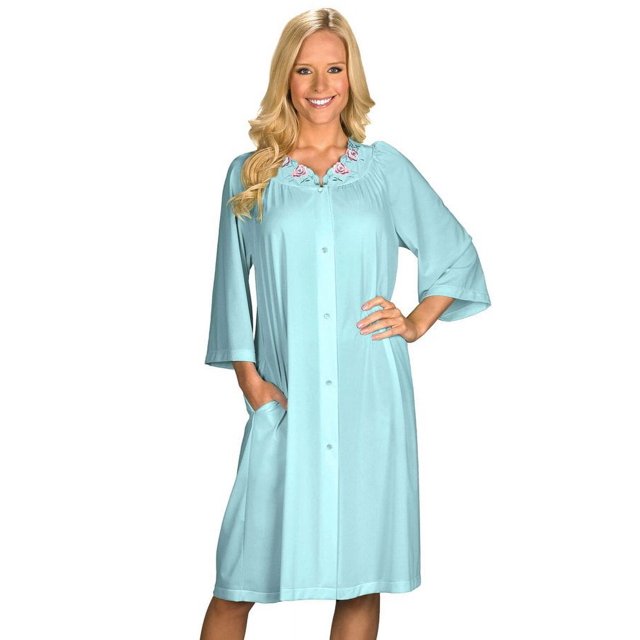 Velrose Lingerie Shadowline Short 3/4 Sleeve Button Down Robe 77280/77280X