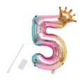 thumbnail image 1 of Party Balloon with Gradient Color Birthday Party gradient balloon; number gradient Decor Aluminum Foil Balloon 32 Inch, Number 5, 1 of 8