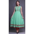 thumbnail image 2 of Bimba Robe Anarkali Damassée Vert Aigue-Marine Col Mandarin Sans Manches Kurtis pour Femmes Robe Maxi à Imprimé XXX-Large, 2 of 6