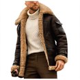 thumbnail image 2 of EGNMCR Jackets for Men Men Mid-length Windbreaker Jacket With Lapel Color Suede Coat, 2 of 8