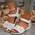 thumbnail image 1 of Latrodar Sandales Compensées pour Femmes Sandales Femmes Rétro Confortables Extensibles Sandales à Fleurs Boucle Bout Rond Chaussures d'Été Talon Plat (0 Pouces-1) Larges Sandales Unies pour Dame Fête Cadeaux de la Saint-Valentin, 1 of 5