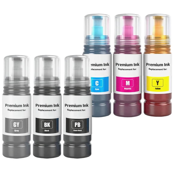 LAIPENG T552 T552020 T552120 T552220 T552320 T552420 T552520 Ink Refill Bottles Remanufactured for ET-8500 ET-8550 Printer 6 Color Multipack (BK/PBK/C/M/Y/GY)