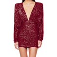 thumbnail image 2 of Pisexur Robes pour Femmes Robe de Cocktail à Col en V Profond Robe de Soirée à Paillettes de Mode Robe de Boîte de Nuit de Fête Tunique Dos Ouvert Robes de Retour à la Maison Robe Élégante pour Invitée de Mariage Robe Midi, 2 of 6