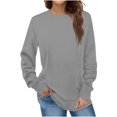 thumbnail image 1 of KIHOUT Hauts pour Femmes de Printemps et d'Hiver Mode Chandail à Enfiler Col Rond Manches Longues Chemisiers Unis Chandails Sans Capuche, 1 of 6