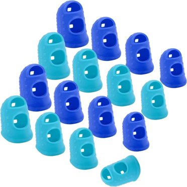 HLONK 16 Pcs Embouts de Doigts 4 Tailles Picots en Silicone pour Bout de Doigt Protecteurs de Doigts Coussinets Housse pour Tri de Papier Page Tournante Couture à la Main Comptage d'Argent Jeu de Guitare - Bleu Aqua