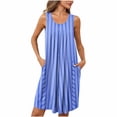 thumbnail image 2 of Pyjama pour Femmes Zeophrasy Femmes Imprimé avec Poches Chemises de Nuit Sans Manches Vêtements de Nuit devant Plissé Nuisette Col Rond Robe de Nuit Clearacne Moins de 5, 2 of 8