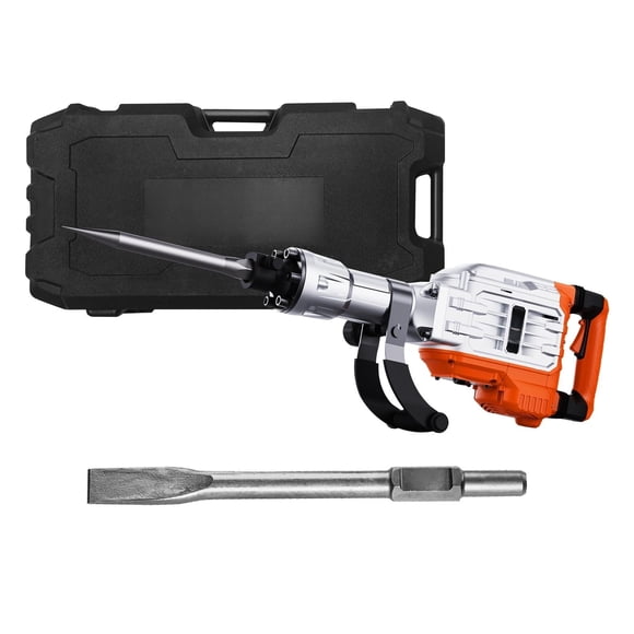 KFFKFF Concrete Demolition Hammer, Electric Jack Hammer of 3500W, 1900 BPM High-Intensity, Comes with 2 Chisels, Gloves, and a 360° Rotating Front Handle for Digging and Hole-Breaking Tasks