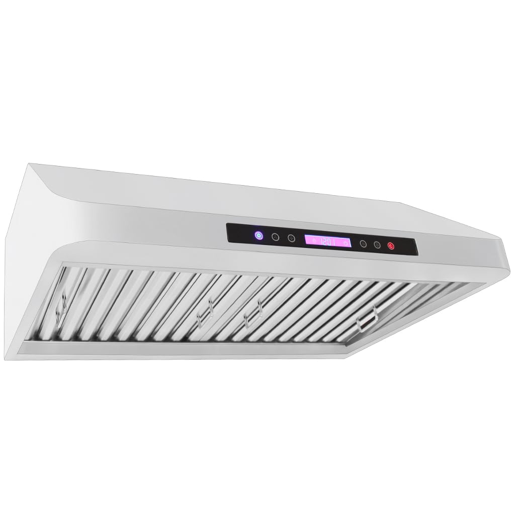 PROLINE 36-Inch Under Cabinet Range Hood, Ducted, 900 CFM, Stainless Steel, LED Lights, ULTRA-QUIET Blower Motor, 4 Speed, 3-Year Warranty, Dishwasher-Safe Filters, PLJW 113.36, Kitchen Hood