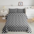 thumbnail image 1 of Erosebridal Checkered Gingham Bedding Sets Toddler with Comforter, Grey Duvet Insert, Rectangle Geometry Decor, 2-Piece, 1 of 8