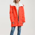 thumbnail image 2 of HBFAGFB Vestes d'Hiver pour Femmes Épaisses Chaudes en Peluche Col à Revers Ourlet Réglable Orange Taille TG, 2 of 4