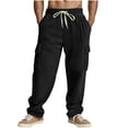 thumbnail image 2 of Styesk Men's Pants Men's Solid Color Casual Elastic Waistband Drawstring Pocket Workwear Pants, 2 of 8