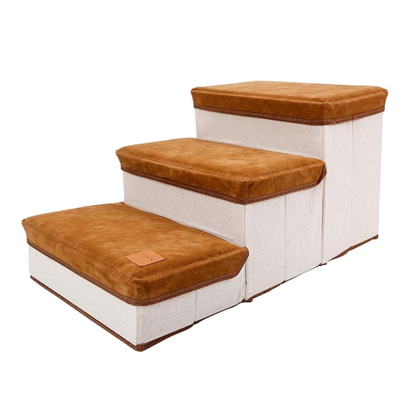 Esquirla Pet Dog Stairs Ladder 3 Steps for Puppy Cat Pet Stairs Anti-slip Dogs Bed Stairs Brown