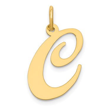 14K Yellow Gold Large Fancy Script Initial C Charm