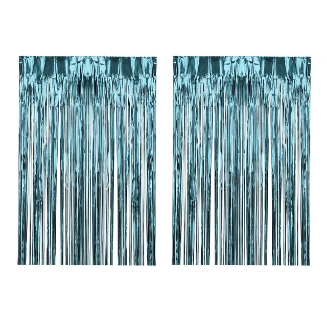 Abbracc 2 Pcs Rideaux à Franges en Aluminium Décoration pour Célébration Fête Performance sur Scène Bleu Clair