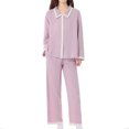 thumbnail image 2 of LSLJS Ensemble de Pyjama pour Femme à Col Rabattu, Tenue d'Intérieur, Haut à Manches Longues, Pantalon, Nuisette de Pyjama, Ensembles de Pyjama pour Femmes, Cadeaux pour Femmes, 2 of 7
