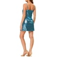 thumbnail image 3 of INSPIRE CHIC Robe pour Femme Paillettes Scintillantes Col en V Bretelles Ajustables Robe de Bal Courte 3TG Bleu, 3 of 6