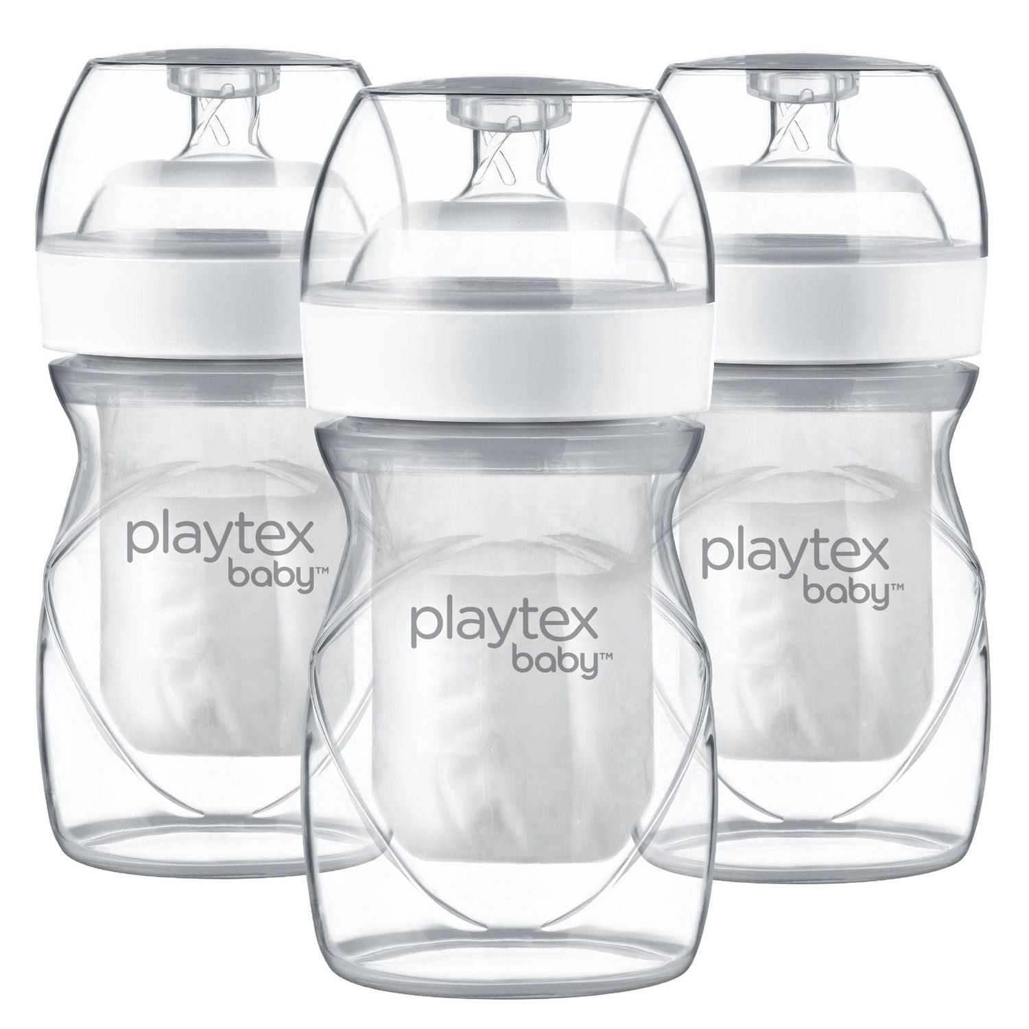 Playtex Baby® Anti-Coliques, Réduit les Gaz, Biberon Nurser Sans Air avec 15 Doublures Jetables Drop-Ins Pré-Stérilisées, Plus Près de l'Allaitement, Biberons 3x4oz