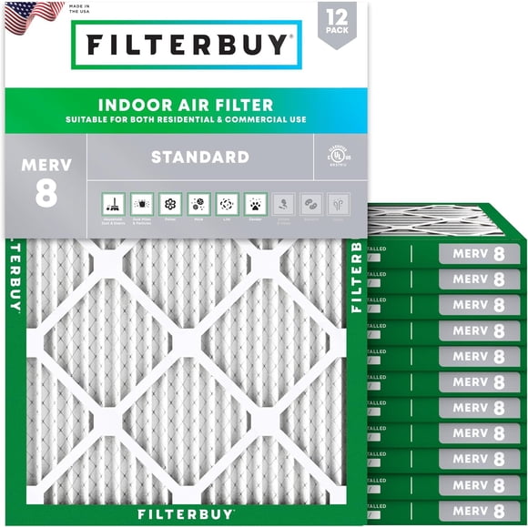 Filterbuy 18x21x1 Air Filter MERV 8 Dust Defense, HVAC AC Furnace Air Filters Replacement (12-Pack)