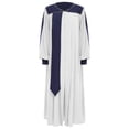thumbnail image 3 of iefiel Womens Color Block Choir Robe Minister Pastor Robe Puff Sleeves Split Zipper Front Gown Graduation Gown White XS, 3 of 5