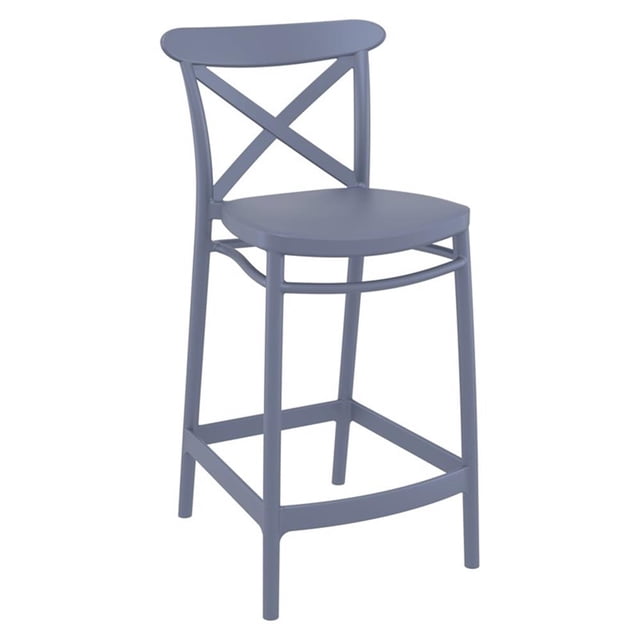 Compamia Cross Tabouret de Comptoir Contemporain en Résine pour Intérieur et Extérieur Gris Foncé