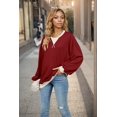 thumbnail image 3 of T-shirts à Manches Longues pour Femmes Rouge Vin TTG, 3 of 8