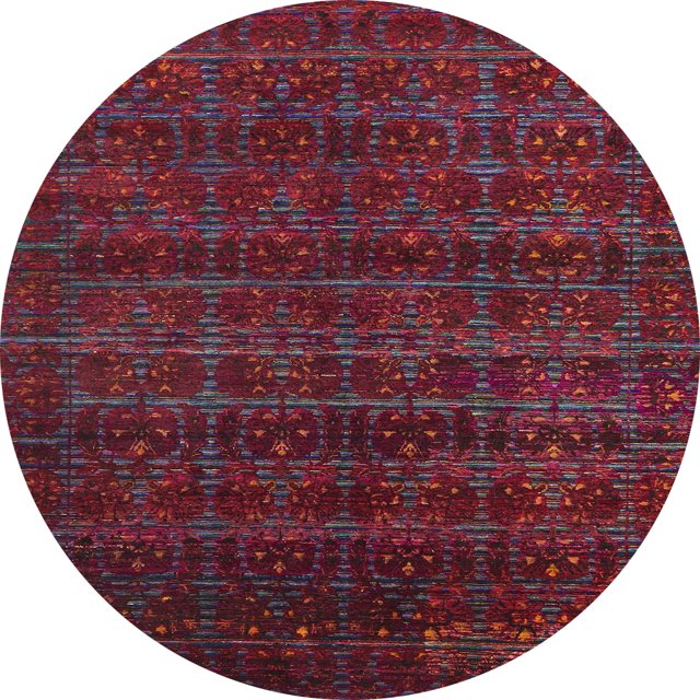 Ahgly Company Tapis d'Intérieur Ronds Abstraits Rouge Canneberge, Tapis de Zone Abstraits, 6 Pieds Rond