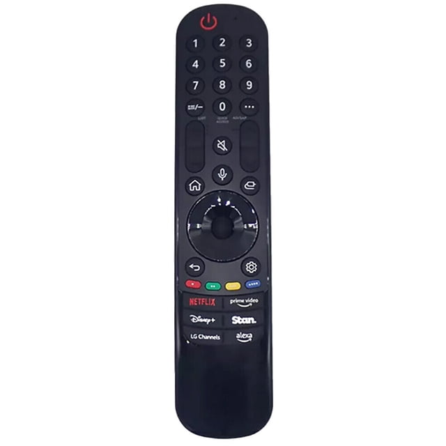Nouveau MR23GA AKB76043108 pour LG Smart Voice Magic Télécommande TV OLED42C3PSA Télécommande de Remplacement avec Boîtier ABS Noir et silhouette Allongée Mince. Vue Orientée vers l'Avant Affiche les Touches Numériques et de transport, Anneau Directionnel Circulaire, Bouton Vocal Dédié et Touche d'Alimentation; Unité d'Une Seule Pièce Nécessite 2 Piles AA (Non Incluses).